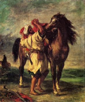 歐仁 德拉尅洛瓦 A Moroccan Saddling A Horse